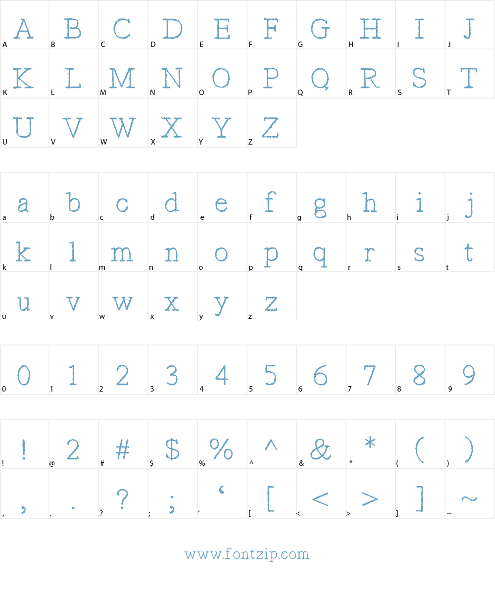 Typist's Pseudonym Font Character